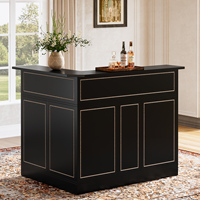 Table de bar d'angle en forme de L Tribesigns avec supports à verres à pied, unité de bar d'angle à 4 niveaux, comptoir de réception pour boissons et vins, MDF et fer