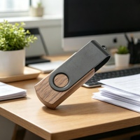 Memoria USB de Madera OEM con Logotipo Personalizado, Memoria USB Giratoria de Metal de 128GB 64GB 32GB 16GB 8GB 4GB 2GB 1GB, Fabricante de Memorias USB