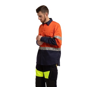 Hot bán dài tay áo cao khả năng hiển thị bông khoan phản quang khai thác mỏ Hi VIS làm việc Áo sơ mi - Product Image 4