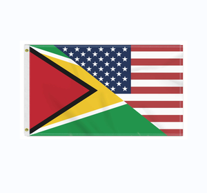 Drapeau d'amitié Guyane-États-Unis, grande bannière extérieure américaine-guyanaise 150D, impression recto-verso américaine - Product Image 1
