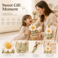 Porte-clés en peluche Ours Tournesol AI, en polyester doux et rembourré de coton PP, mignon, cadeau personnalisé pour sacs, enfants et adultes, 10 cm