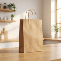 Sacs cadeaux en papier biodégradable à fond carré, sacs en papier kraft brun