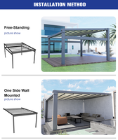 Pergola PVC Extérieure en Aluminium avec Toit Rétractable, Store Ban Motorisé Électrique Pliant et Automatique, Étanche pour Terrasse, Pare-Soleil
