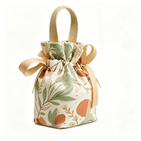 Bolsa de Lona con Cordón y Diseño Floral Personalizado, Bolsa Reutilizable con Cierre de Cinta, Bolso de Mano para Regalos, Almacenamiento y Compras Diarias