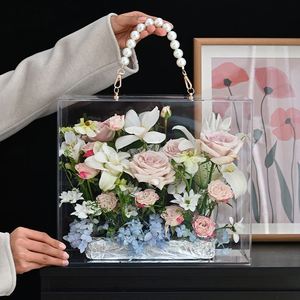 Boîte à fleurs en acrylique hautement transparente, boîte cadeau de fleurs de luxe faite à la main pour les fleuristes, emballages en gros pour l'art - Product Image 1
