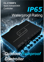 CLEN Contrôleur de gradation LED 4 ports extérieur IP65 étanche à la pluie Art-Net SACN DMX512 SPI avec alimentation intégrée 10W pour 2720 pixels, mode hors ligne pour scène