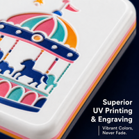 En gros, Jeu de Mahjong américain en acrylique 4 couches, 160 tuiles, imprimé UV et gravé au laser, motif ballon carrousel, thème parc d'attractions