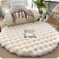 Tapis rond en peluche, imitation fourrure de lapin, pour salon, canapé, vestiaire, tabouret de maquillage, tapis en cuir, grand tapis de surface
