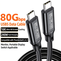 USB5 Typ-C Hochgeschwindigkeits-USB4 40G80Gbps Aluminiumlegierung Geflochtenes Datenkabel für 8K16K Bildschirmspiegelung 240W