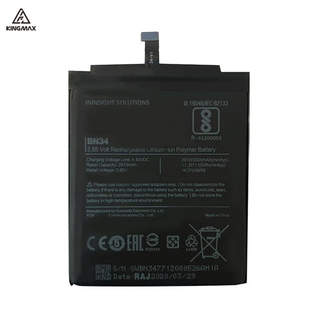 Original Replacement Batteries for Xiaomi BN34 Battery Redmi 5A Rechargeable Cell Phone Battery for MI Spare