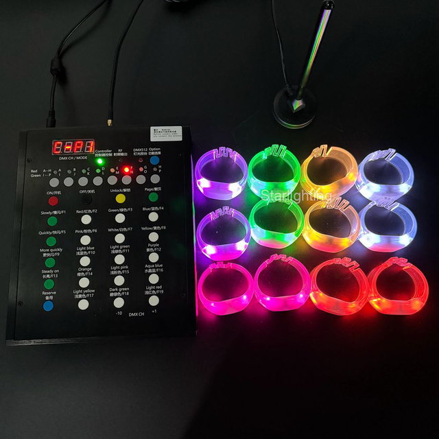 Wholesale OEM Customized LOGO Rgb Colorful LED Wristband DMX Remote Controlled LED Bracelet for Parties Concert Events