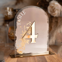 Numéros de table personnalisables en acrylique blanc 3D avec miroir doré, respectueux de l'environnement, pour la décoration de mariage
