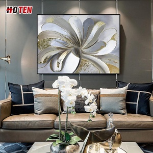 Dipinto a Olio su Tela Moderno con Foglia d'Oro, Design Floreale Decorativo <span class=keywords><strong>per</strong></span> Soggiorno o <span class=keywords><strong>Camera</strong></span> <span class=keywords><strong>da</strong></span> <span class=keywords><strong>Letto</strong></span> - Product Image 4