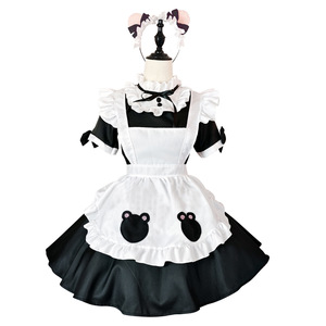 Bear Maid Outfit Cosplay Costume Black White Lolita Anime Performance Dress With Cat Ears For Role Play - Product Image 3