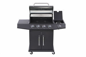 Barbecue à gaz noir 4 brûleurs principaux avec brûleur latéral, barbecue à gaz <span class=keywords><strong>portable</strong></span> KS14074B, garantie 1 an, minuterie intégrée - Product Image 2