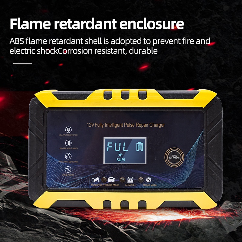 12V 6A OEM LCD Electric Auto Car Smart Portable EV Repair Battery Charger