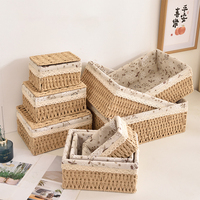 Lot de paniers de rangement tressés à la main en rotin pour bureau, cosmétiques et collations