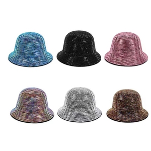 Phụ Nữ Phụ Nữ Lấp Lánh Đảng Cho Thấy Giả Len Cảm Thấy Allover Bạc Vàng Thạch Tinh Thể Xô <span class=keywords><strong>Hat</strong></span> Mũ Mùa Đông Với Đá - Product Image 1