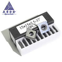 ZZUP Plaquettes carrées en carbure de tungstène 15x15x2.5mm Grade YG10X 37 degrés Lames en carbure pour tête de coupe spirale de dégauchisseuse à bois