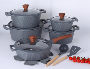 Fabrika Doğrudan Satış Döküm Alüminyum Klasik Yapışmaz 15 Parça Tencere Tava Seti İndüksiyonlu Ocaklar İçin Uygun Minimum Sipariş Adedi 2 Set Yemek Pişirmek İçin - Product Image 3