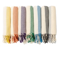 Embroidered Logo Cotton Turkish Towel Edge-Bound Tassels Yarn-Dyed Striped Pattern Quick-drying Adult Bath Beach Towel Plain