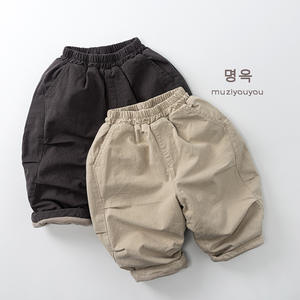 Pantalons pour bébé en coton pour enfants, doublés de polaire, pantalons épais, style coréen pour garçons, pantalons amples décontractés et chauds, pantalons larges pour bébé - Product Image 1