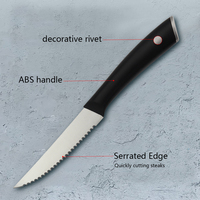 KITCHENCARE Ensemble de 4 couteaux à steak en acier inoxydable avec manche en ABS, couteau à steak dentelé pour la cuisine