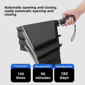 Paraguas Inteligente Automático de Tres Pliegues con Apertura de un Botón, Carcasa Eléctrica Resistente al Viento e Impermeable, Grande para Hombre - Product Image 3