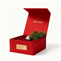 Boîte cadeau rigide en carton doré avec logo personnalisé Fivefine, estampage à chaud doré, pour Noël, anniversaires, fêtes - Emballage de luxe