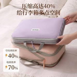 Beenlove Clothing Organizer Travel Bag Large Capacity Nylon Rectangular For Trip Pink With Bluish Purple - Product Image 5