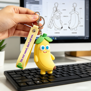 Porte-clés en caoutchouc en forme de concombre mignon sur mesure OEM, porte-clés en PVC, jouet en peluche du fabricant dans une boîte surprise - Product Image 2