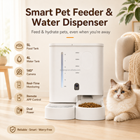 Distributeur de nourriture intelligent 2-en-1 écologique et moderne pour animaux de compagnie, personnalisé par le fabricant, avec caméra, contrôle via l'application Tuya, programmation d'alimentation automatique, capacité de 5L