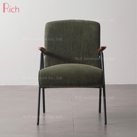 Fauteuil lounge en tissu avec accoudoirs en métal, design minimaliste nordique moderne, pour appartement, salon, chambre, hôtel, bureau, hall d'entrée