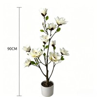 Pohon Magnolia Buatan dengan Daun dan Bunga Realistis, Sempurna untuk Dekorasi Rumah, Ruang Tamu, Pernikahan & Dekorasi Hotel