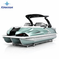 Bateau ponton de 22 pieds, série sportive 12 personnes, prêt pour moteur hors-bord électrique, option essence, homologué CE, croisière silencieuse sur lac, fête en famille, pêche