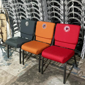 Silla de iglesia moderna de metal gris con tablero de <span class=keywords><strong>escritura</strong></span> y bolsillo trasero entrelazado, estilo coreano, para teatro, escuela y hotel - Product Image 4