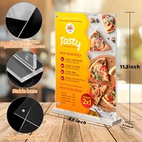 Support de panneau en acrylique en forme de T, présentoir double face, cadre photo publicitaire pour menu de bureau avec base épaisse