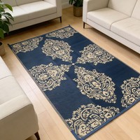 Tapis de sol d'extérieur portable GHT en PP tissé, épaisseur moyenne, lavable en machine, pliable, facile à transporter, motif jacquard feuille