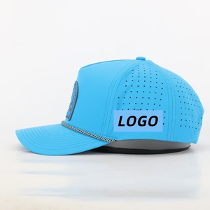 Gorra de béisbol deportiva de 5 paneles estilo urbano para hombre, impermeable, 100% poliéster, con cuerda, corte láser, tela Oxford, para correr - Product Image 1