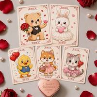 Cartes à Jouer Familiales KOKO PIPI Saint-Valentin - Boîte Cadeau en Papier Écologique en Forme de Cœur 300gsm Durable avec Cœur Noir et Bords Rose Pailleté