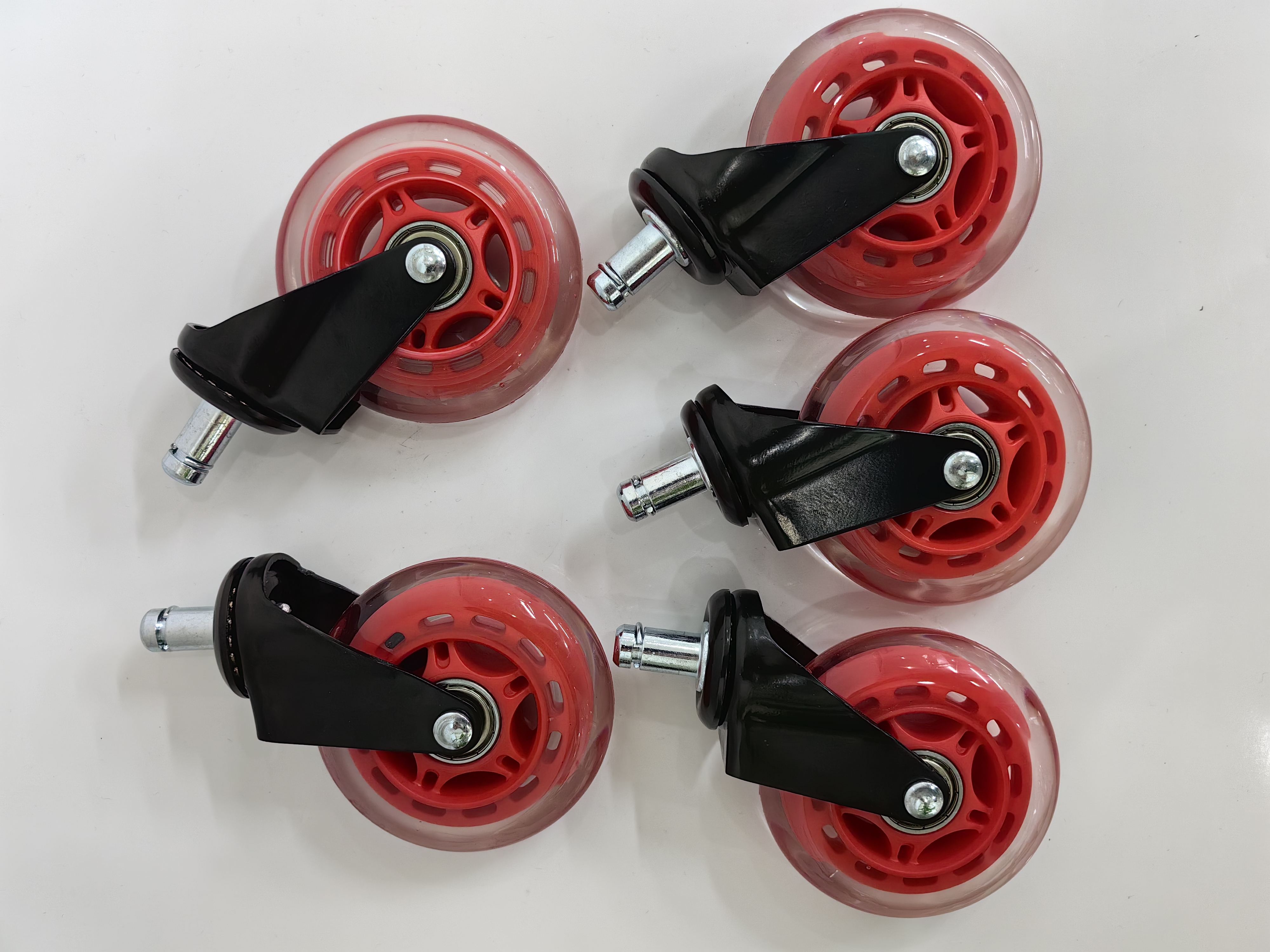Office Chair Caster Wheels 3 Inch 11*22mm 10*22mm Stem clear Black White Set Customized Furniture Pu Replacement Caster
