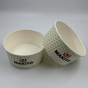 Vente en gros de bols à salade jetables avec impression personnalisée pour emballage alimentaire bol en papier blanc kraft avec couvercle - Product Image 6