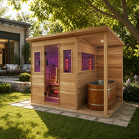 Unit Kombinasi Sauna Luar Ruangan & Bak Mandi Es dengan Teknologi Inframerah Jauh Kayu Hemlock Solid Desain Modern