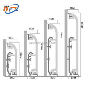 Dafuxin OEM hiện đại vòng cung tròn hợp kim nhôm sàn TRIM Ốp chân tường Hội Đồng Quản Trị phong cách chống nước bền sàn lớp phủ cho - Product Image 2