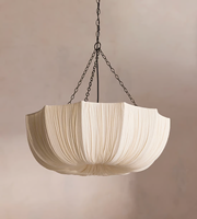 Luminaire suspendu LED en tissu rétro français avec lumière blanche chaude 3500K 150CM pour salon