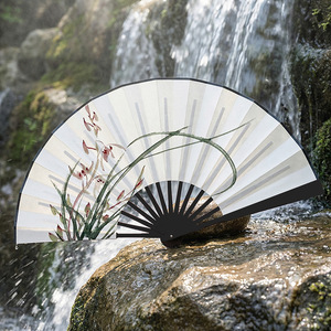 Ventaglio Pieghevole Vintage a Doppia Faccia in Plastica, Portatile e Compatto, Abbinabile a Hanfu, Prodotto in Cina, Regalo per Festival - Product Image 4