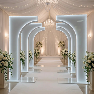 LEDA Hallway White LED Light Metal Stand Arch Stand Gate <b>Wedding</b> Decoration Arch <b>Frame</b> Gold <b>Wedding</b> Arch Stand Set - Product Image 1