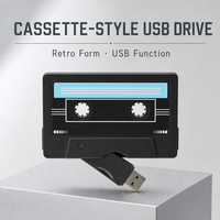 Clé USB en forme de cassette audio personnalisable avec étiquette imprimée, idéale pour mariage, anniversaire, remise de diplôme, cadeau pour artiste