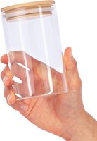 Bocaux hermétiques en verre pour le stockage des aliments couvercle en bambou boîtes d'épices de cuisine conteneurs de stockage de café ensemble de logo de spaghetti vente en gros