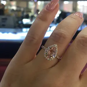 Anelli di fidanzamento di cristallo Champagne Opp borsa in rame 1 pz gioielli di moda per le dita zircone anello rosa da donna
